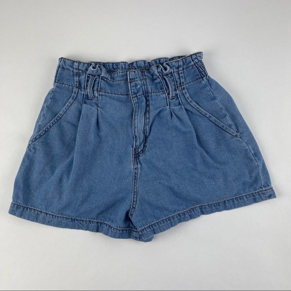 Forever 21 Jean Shorts Womens Medium Blue Denim Elastic Waist - Picture 1 of 7
